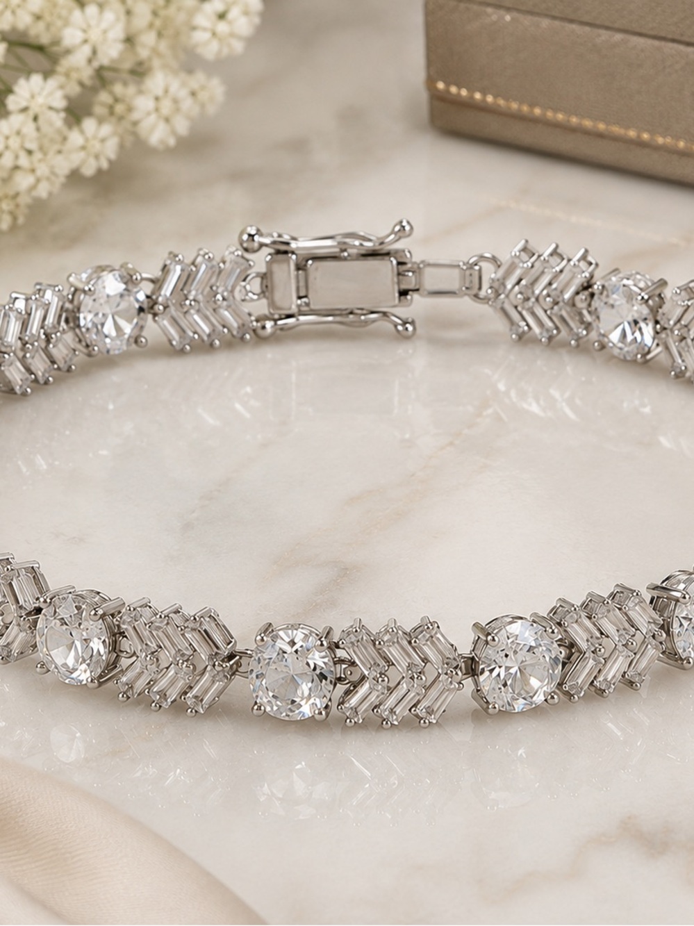 Crystal Tennis Bracelet - Silver Rhinestone Women's Jewelry
